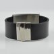 Amber bracelet for men with black leather
